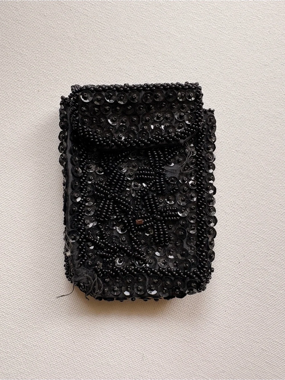 Vintage Black Beaded Sequin Evening Wallet Pouch